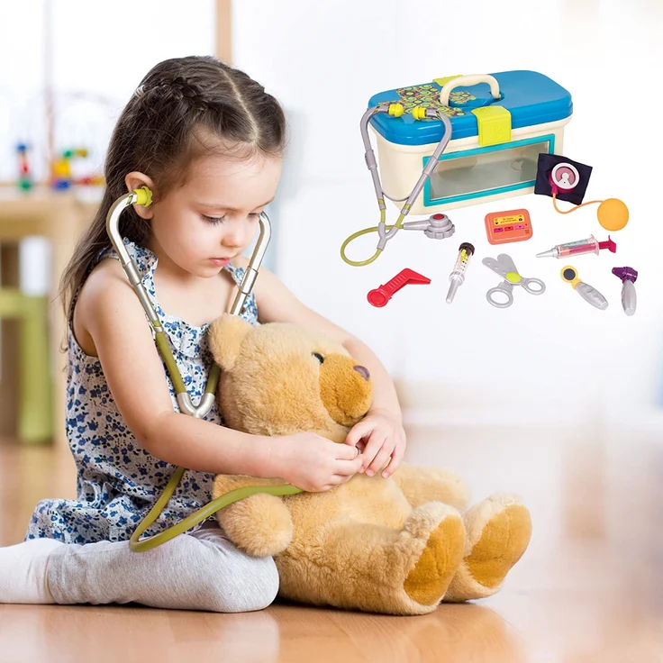 B. toys Arztkoffer Kinder 10 Teile mit Zubehör – Fieberthermometer, Spritze, Stethoskop und mehr – Spielzeug ab 18 Monaten – Bild 5