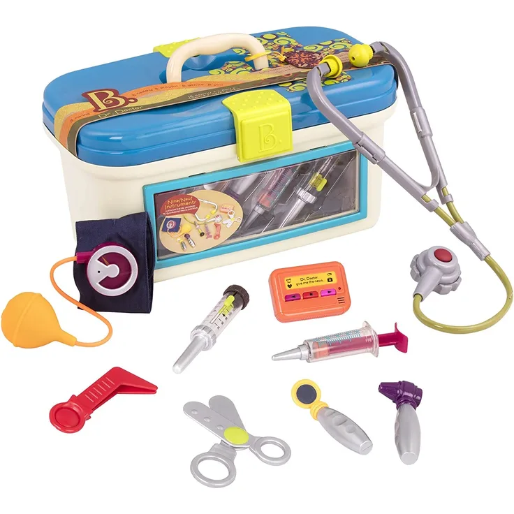 B. toys Arztkoffer Kinder 10 Teile mit Zubehör – Fieberthermometer, Spritze, Stethoskop und mehr – Spielzeug ab 18 Monaten