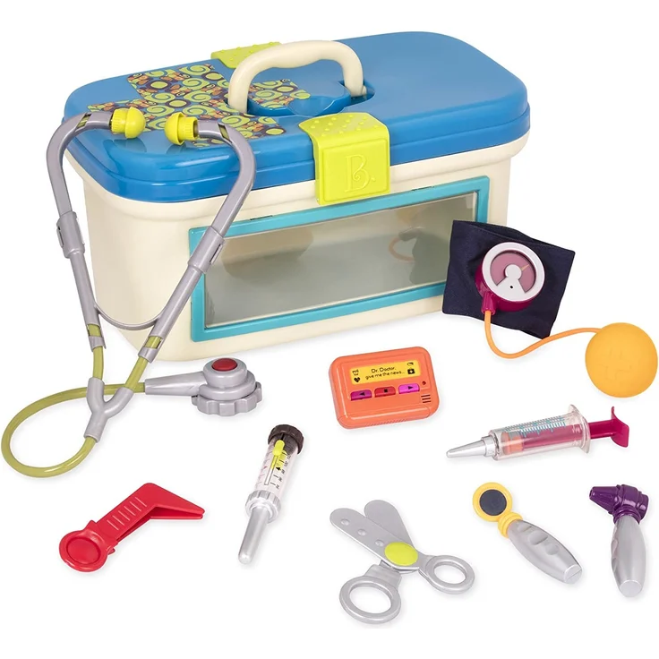 B. toys Arztkoffer Kinder 10 Teile mit Zubehör – Fieberthermometer, Spritze, Stethoskop und mehr – Spielzeug ab 18 Monaten – Bild 7
