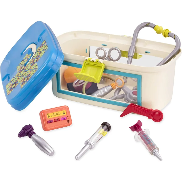 B. toys Arztkoffer Kinder 10 Teile mit Zubehör – Fieberthermometer, Spritze, Stethoskop und mehr – Spielzeug ab 18 Monaten – Bild 4