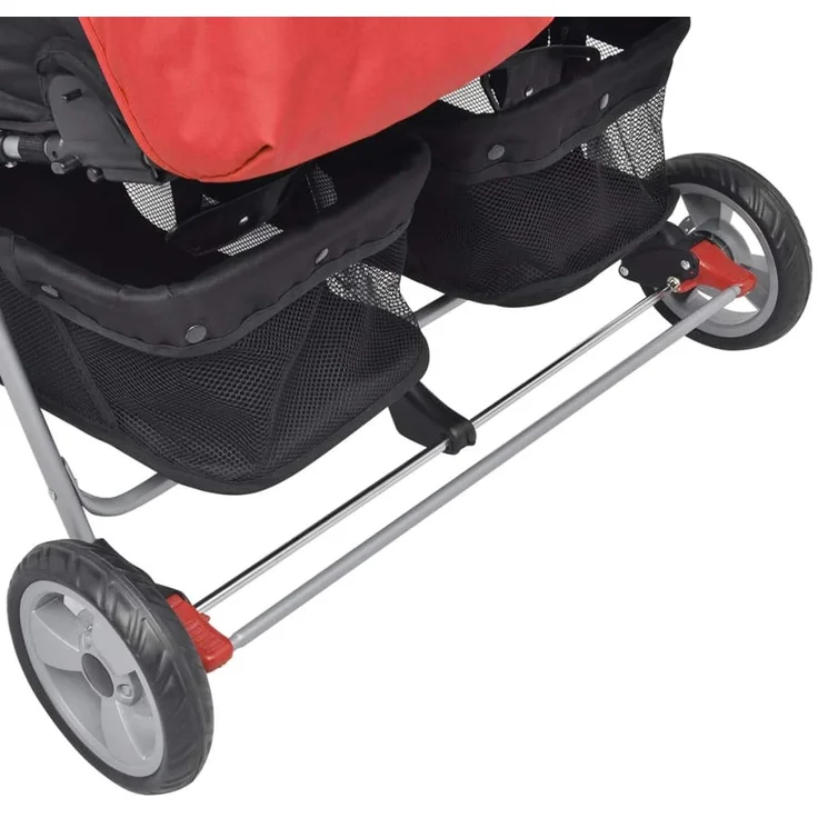 Baby Zwillingswagen Stahl Rot und Schwarz – Bild 9
