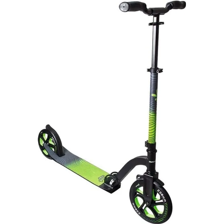 Muuwmi Unisex Jugend Aluminium Scooter Pro 230 mm, schwarz/grün, One Size