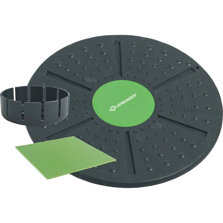 Schildkröt Fitness Balance-Board, Anthrazit-Grün, inklusive Extra-Aufsatz mit stärkerer Wölbung, Anti-Rutsch Pad, in 4-Farb Karton, 960031 – Bild 1