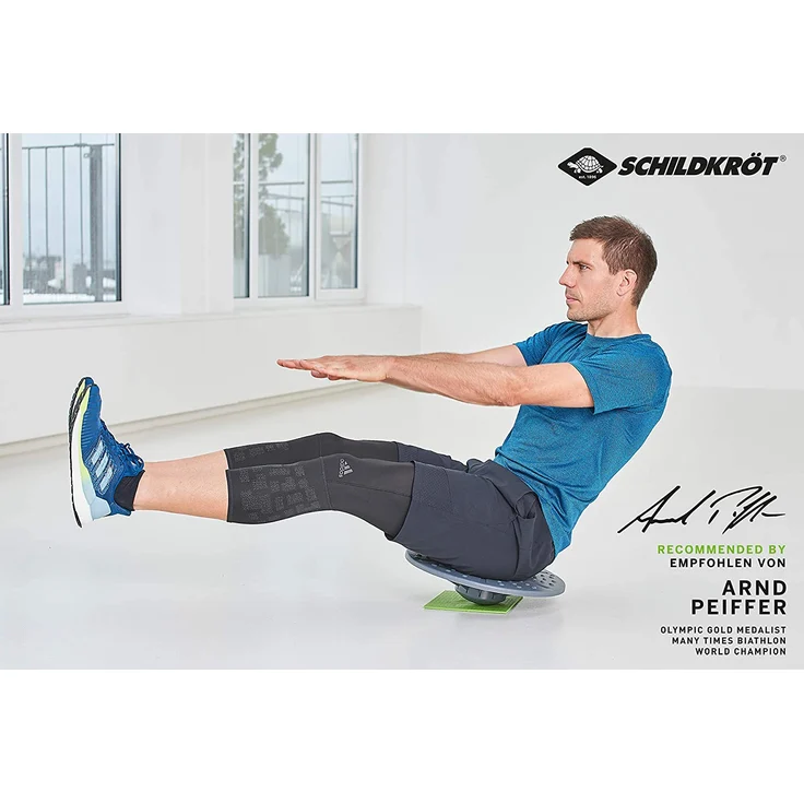 Schildkröt Fitness Balance-Board, Anthrazit-Grün, inklusive Extra-Aufsatz mit stärkerer Wölbung, Anti-Rutsch Pad, in 4-Farb Karton, 960031 – Bild 5