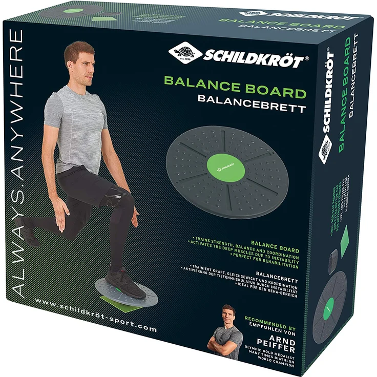 Schildkröt Fitness Balance-Board, Anthrazit-Grün, inklusive Extra-Aufsatz mit stärkerer Wölbung, Anti-Rutsch Pad, in 4-Farb Karton, 960031 – Bild 6