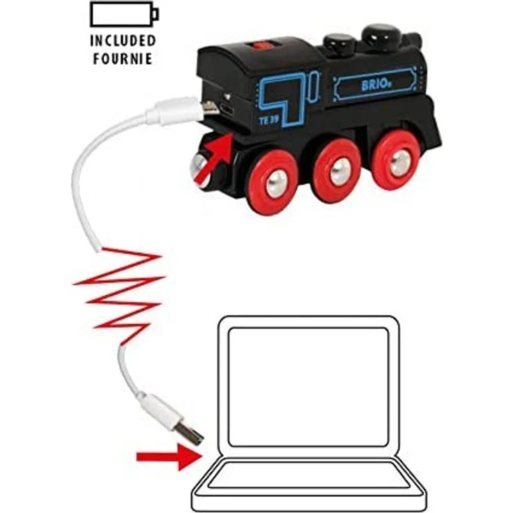 BRIO Bahn 33599 - Schwarze Akku-Lok mit Mini-USB – Bild 4
