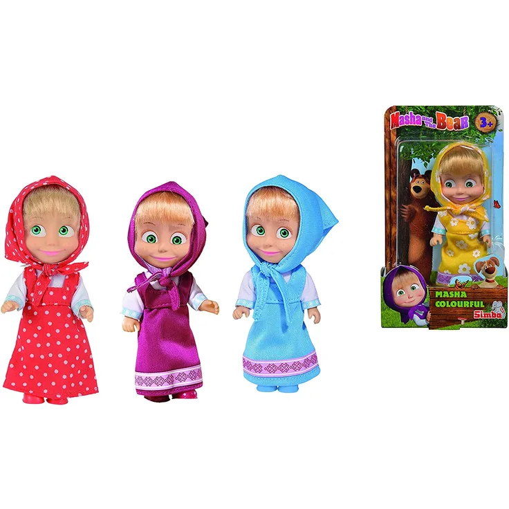 Simba 109301678 - Mascha und der Bär - Mascha Puppe, 4-sort.