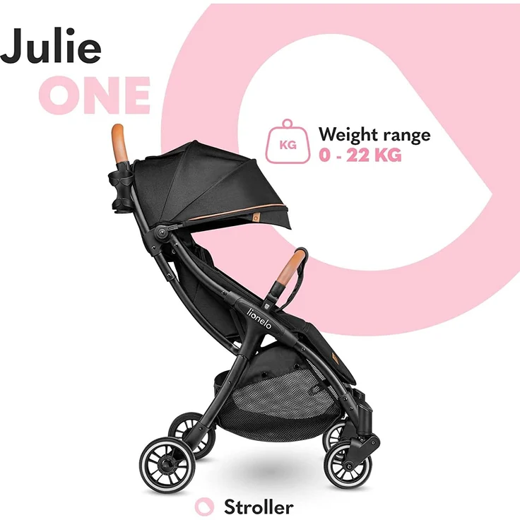 LIONELO Julie One Buggy Kinderwagen bis 22 kg, verstellbare Rückenlehne und Fußstütze, Moskitonetz, Beinwärmer, Getränkehalter und Transporttasche, zusammenklappbar – Bild 2