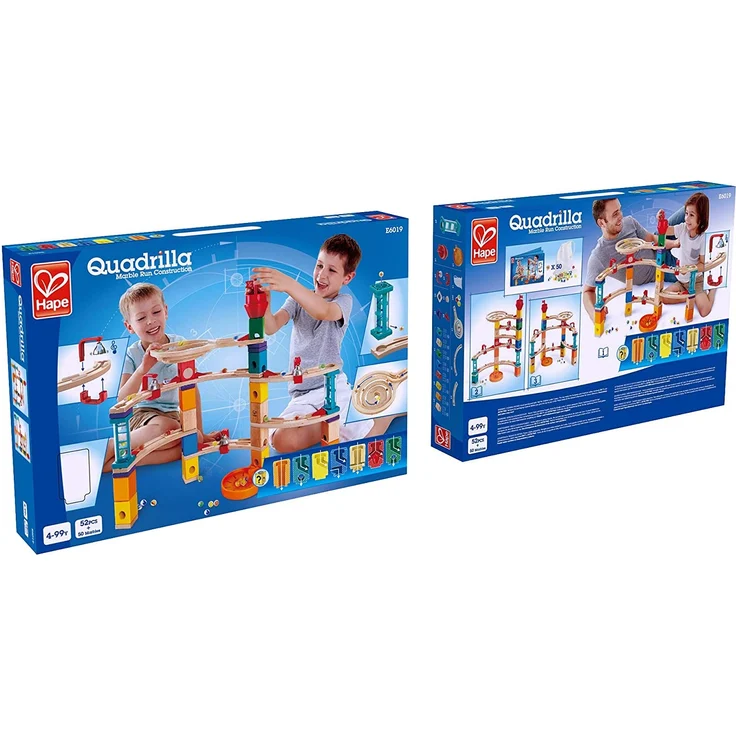 Hape E6019 - Aus der Burg entkommen - Quadrilla Murmelbahn, 102-teilige Kugelbahn aus Holz – Bild 6