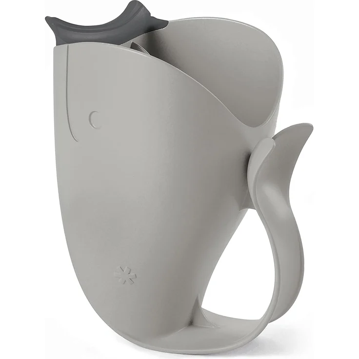 Skip Hop Moby Wal Rinser Becher, zum tränenfreien Haarewaschen, Shampooschutz, Wasserfall, Spülapparat, Spritzschutz, grau – Bild 3