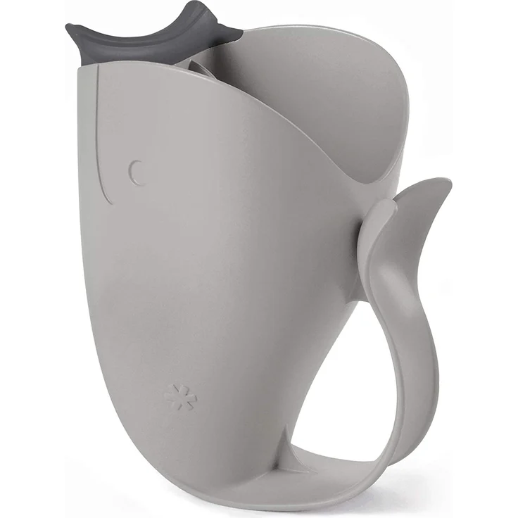 Skip Hop Moby Wal Rinser Becher, zum tränenfreien Haarewaschen, Shampooschutz, Wasserfall, Spülapparat, Spritzschutz, grau – Bild 10
