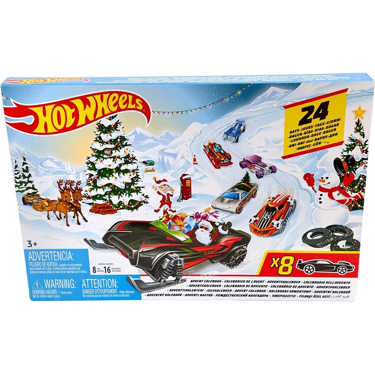 Mattel - Hot Wheels - Adventskalender mit 8 Autos und 16 Zubehörteilen