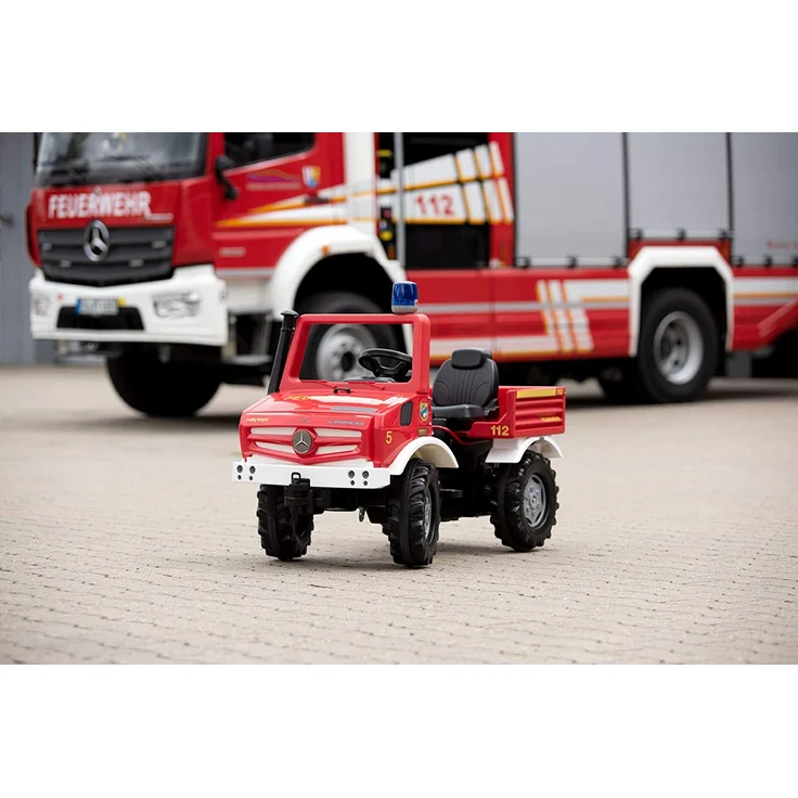 Rolly Toys Fire Unimog Feuerwehr Edition 2020 mit Anhänger, Tretauto, 3 – 8 Jahre, Spritze, Blinklicht, Schaltung, Bremse, Rot, 038275 – Bild 7