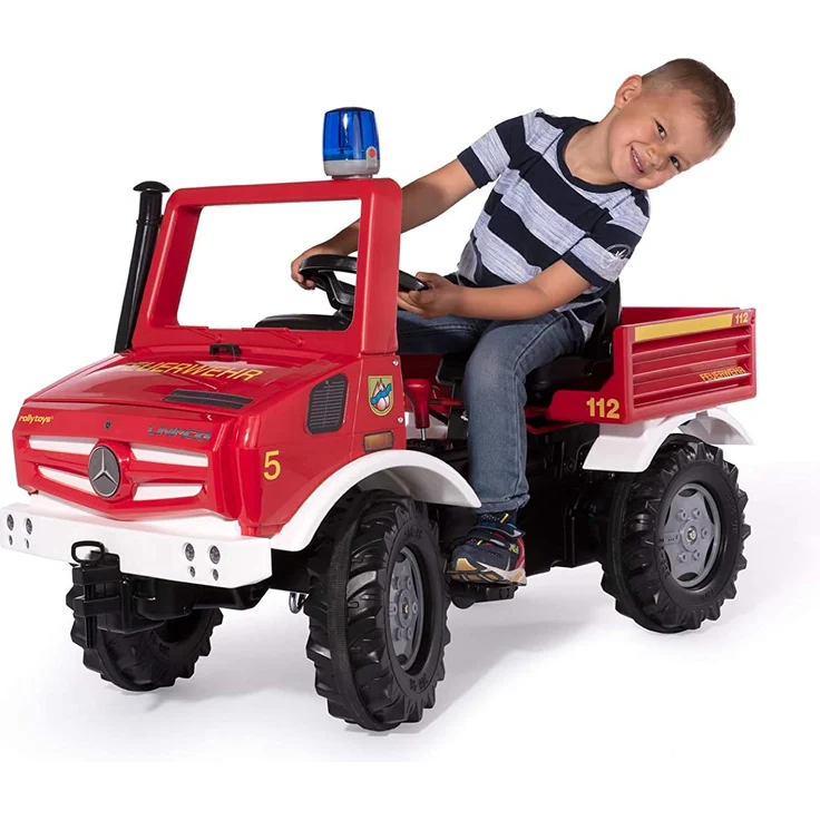 Rolly Toys Fire Unimog Feuerwehr Edition 2020 mit Anhänger, Tretauto, 3 – 8 Jahre, Spritze, Blinklicht, Schaltung, Bremse, Rot, 038275 – Bild 8