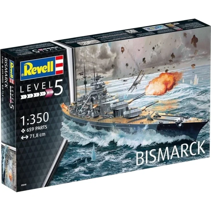 Revell REV-05040 Bismarck, das größte und modernste Schlachtschiff Seiner Zeit, Schiffsbausatz 1:350, 71,8cm Maßstabsgetreu Toys, unlackiert - Preisvergleich – Bild 3