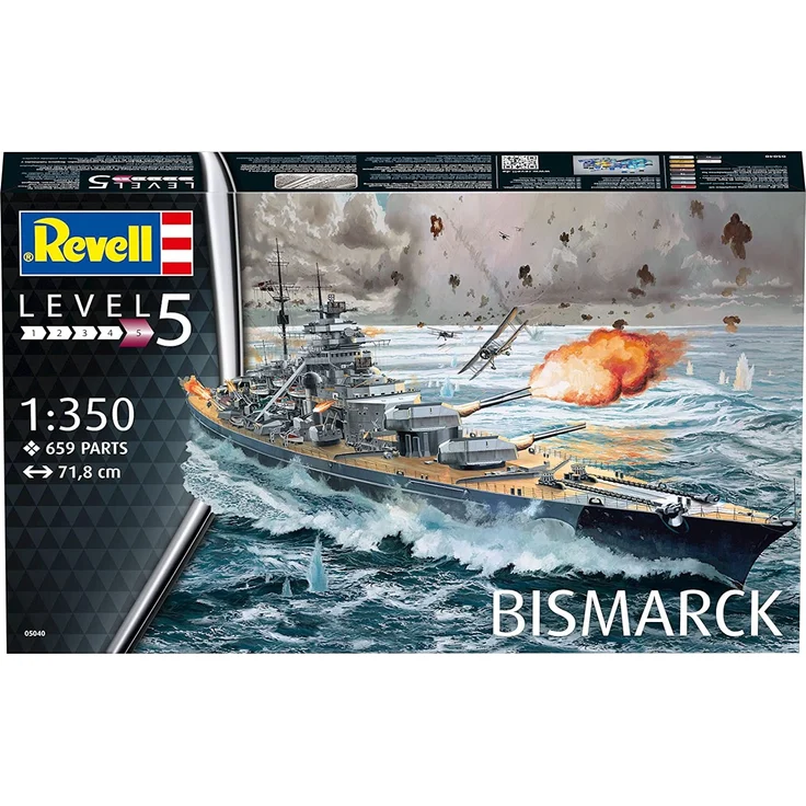 Revell REV-05040 Bismarck, das größte und modernste Schlachtschiff Seiner Zeit, Schiffsbausatz 1:350, 71,8cm Maßstabsgetreu Toys, unlackiert - Preisvergleich – Bild 2