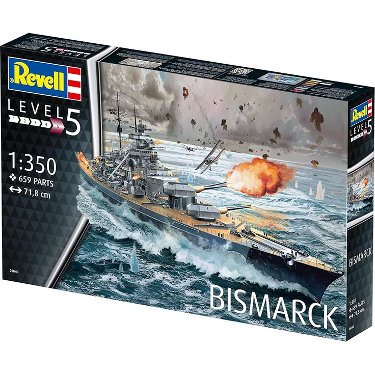 Revell REV-05040 Bismarck, das größte und modernste Schlachtschiff Seiner Zeit, Schiffsbausatz 1:350, 71,8cm Maßstabsgetreu Toys, unlackiert - Preisvergleich – Bild 19