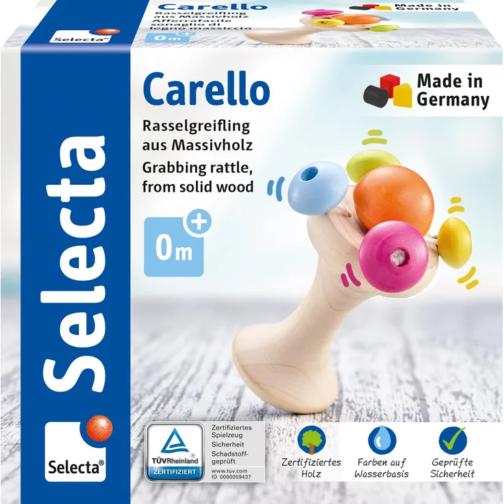 Selecta Holzspielzeug Baby Rassel Carello