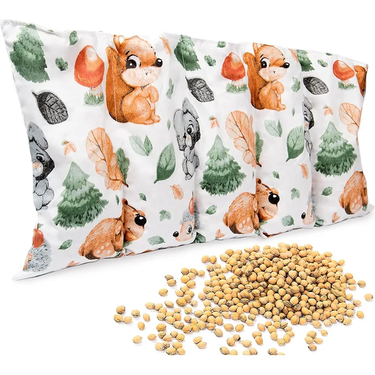 Amilian Kirschkernkissen 55 x 20cm Wärmekissen Wärmekompresse Körnerkissen Kirschkernsack Kirschkern Kissen für Kinder Erwachsene ideal als Massagekissen Kältekissen Eichhörnchen