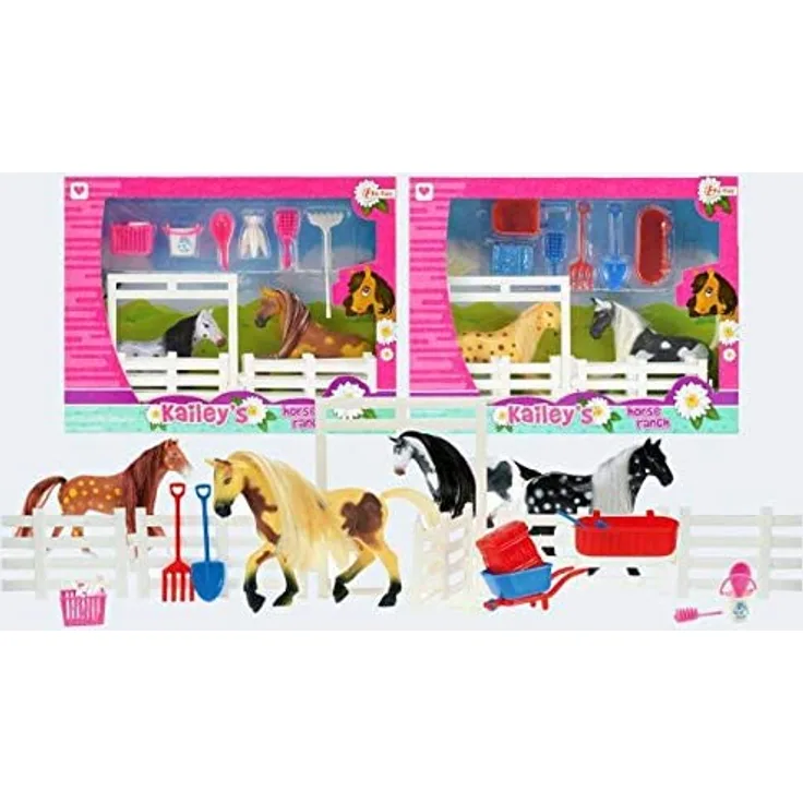 HORSES Pferd 2St. mit Zaun und viel Zubehör