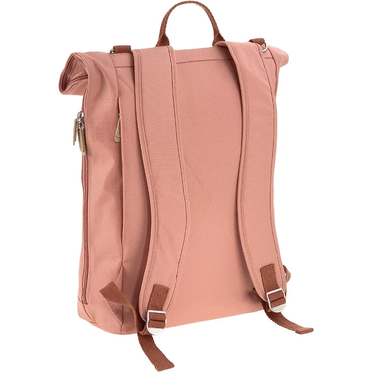 LÄSSIG Baby Wickelrucksack mit Wickelunterlage, Kinderwagenbefestigung, Flaschenwärmer wasserabweisend nachhaltig produziert/Rolltop Backpack cinnamon – Bild 6