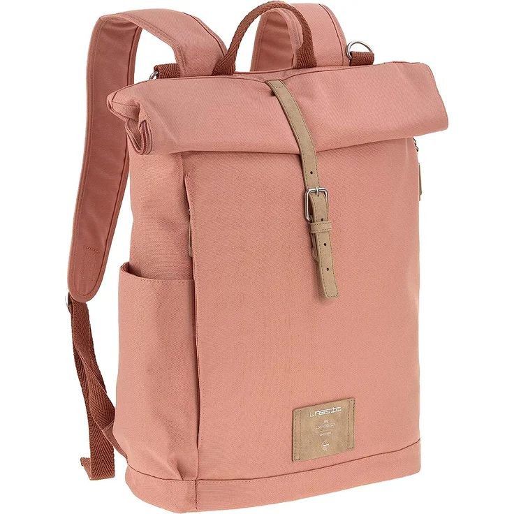 LÄSSIG Baby Wickelrucksack mit Wickelunterlage, Kinderwagenbefestigung, Flaschenwärmer wasserabweisend nachhaltig produziert/Rolltop Backpack cinnamon – Bild 2