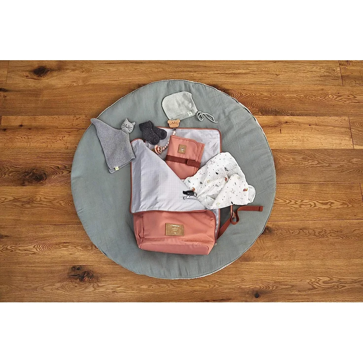 LÄSSIG Baby Wickelrucksack mit Wickelunterlage, Kinderwagenbefestigung, Flaschenwärmer wasserabweisend nachhaltig produziert/Rolltop Backpack cinnamon – Bild 9