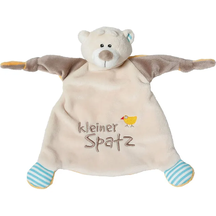 NICI Schmusetuch Bär ‚Kleiner Spatz´ 25x25 cm – Schnuffeltuch ab 0+ Monaten – Kuscheltuch für Babys & Kleinkinder – Baby Kuscheltier / Schnuffeltuch – Schmusetuch für Mädchen & Jungen – 40041