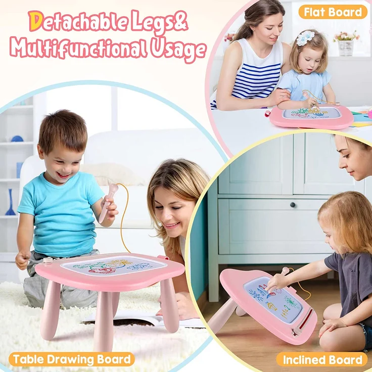 Smasiagon Spielzeug ab 1 Jahr Mädchen, Große Magnetische Maltafel Zaubertafel mit Standbeinen, Bunt Löschbar Schreibtisch Geburtstags Weihnachts Geschenk für 1 2 3 Jahre Alt Kinder, Pink – Bild 6