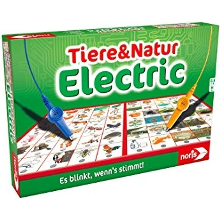 Noris 606013722 Tiere und Natur Electric, Der Lernspiel-Klassiker, was passt zusammen, Es blinkt, wenn's stimmt, ab 4 Jahren – Bild 1