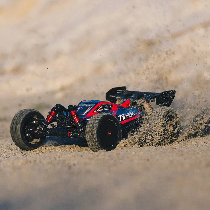 ARRMA RC Auto 1/8 Typhon 6S V5 4WD BLX Buggy mit Spektrum Firma RTR (Ready-to-Run), schwarz-rot, ARA8606V5 – Bild 8