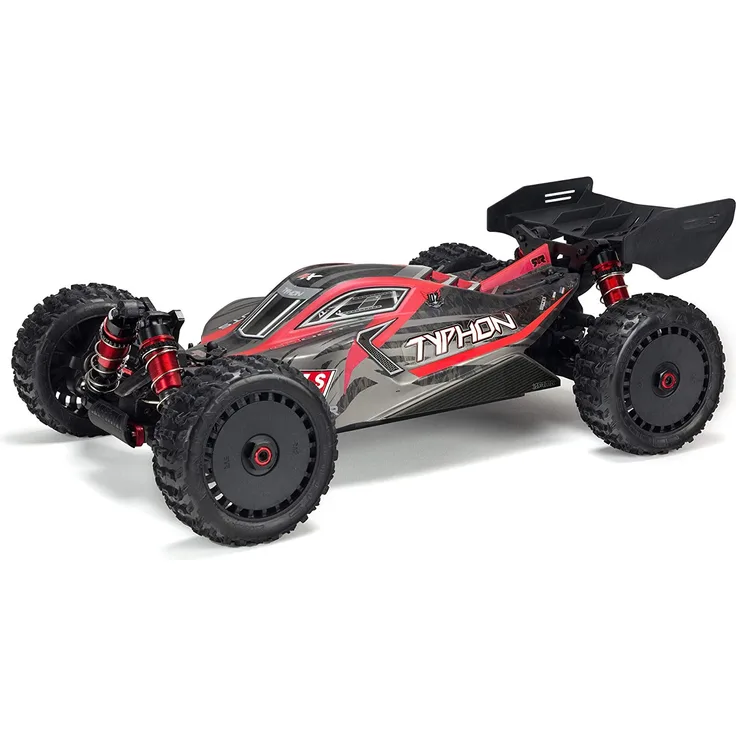 ARRMA RC Auto 1/8 Typhon 6S V5 4WD BLX Buggy mit Spektrum Firma RTR (Ready-to-Run), schwarz-rot, ARA8606V5
