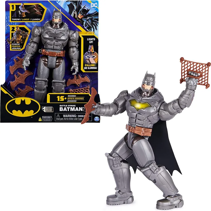 DC Comics Batman 30cm Deluxe - Actionfigur mit Schlag- und Wurffunktion 5 Ausrüstungsgegenständen Licht- und Soundeffekten Actionfigur zum Sammeln Comics Batterien erforderlich