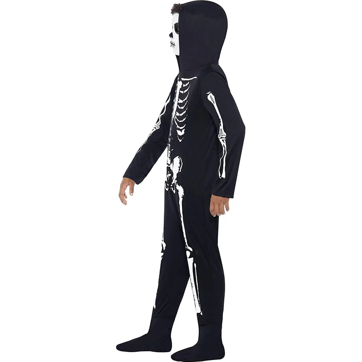 Halloween! Smiffys Kostüm Skelett, Schwarz, mit Kapuzenoverall – Bild 2