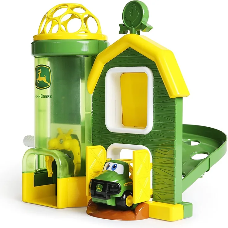 Bright Starts, John Deere, Oball, Go Grippers, Spielzeug Scheunenset, leicht greif- und haltbar, ab 12 Monaten