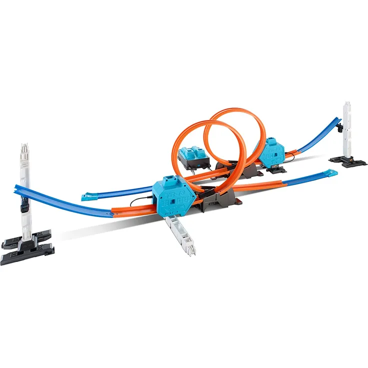 Hot Wheels DGD30 Track Builder Starter Set, Trackset Zubehör Spielset mit Griff zum Transportieren, 5 Jahren