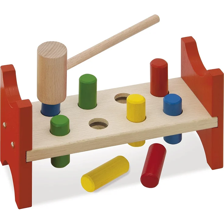 Eichhorn 100027005 - Klopfbank, enthält 1x Hammer, 8x Klopfstifte, 9x23,5x13cm, 10-tlg., FSC 100% Zertifiziertes Buchenholz, Made in Germany – Bild 2