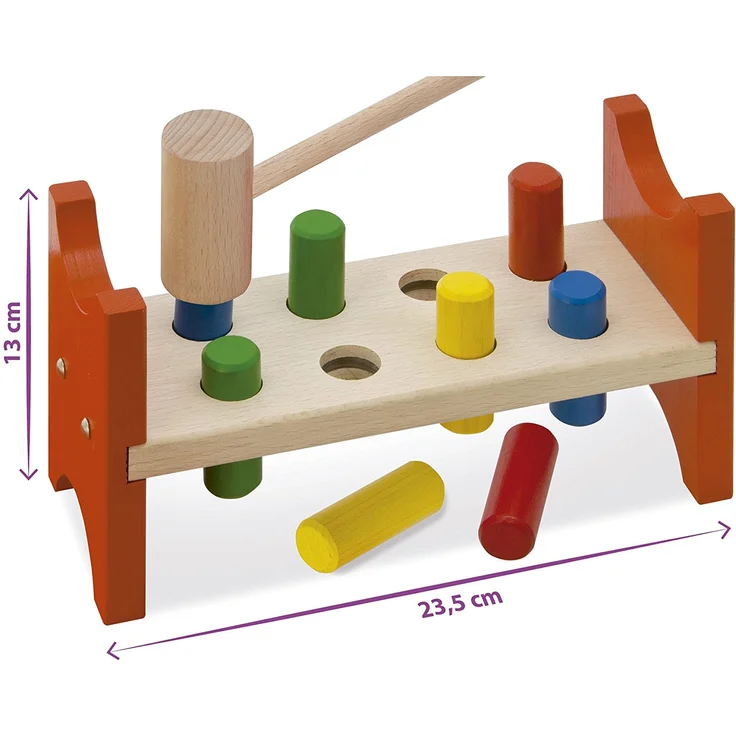 Eichhorn 100027005 - Klopfbank, enthält 1x Hammer, 8x Klopfstifte, 9x23,5x13cm, 10-tlg., FSC 100% Zertifiziertes Buchenholz, Made in Germany – Bild 5