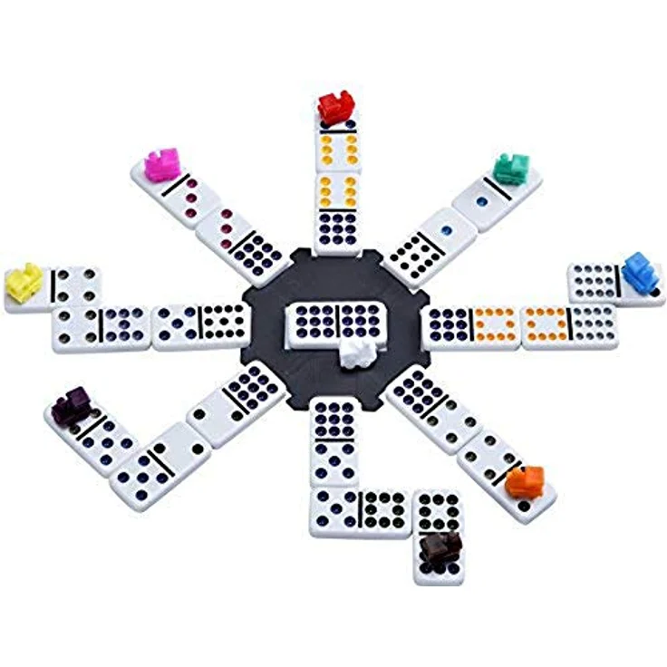 Engelhart - 250150 - Mexikanischer Dominozug D12 - Mexican Train Domino mit hochwertigem Holz Koffer, Doppel 12 Version - Preisvergleich – Bild 4