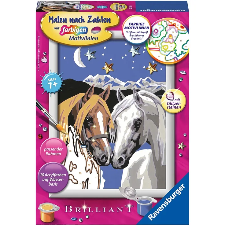 Ravensburger - Malen nach Zahlen mit farbigen Motivlinien - Pferdeliebe