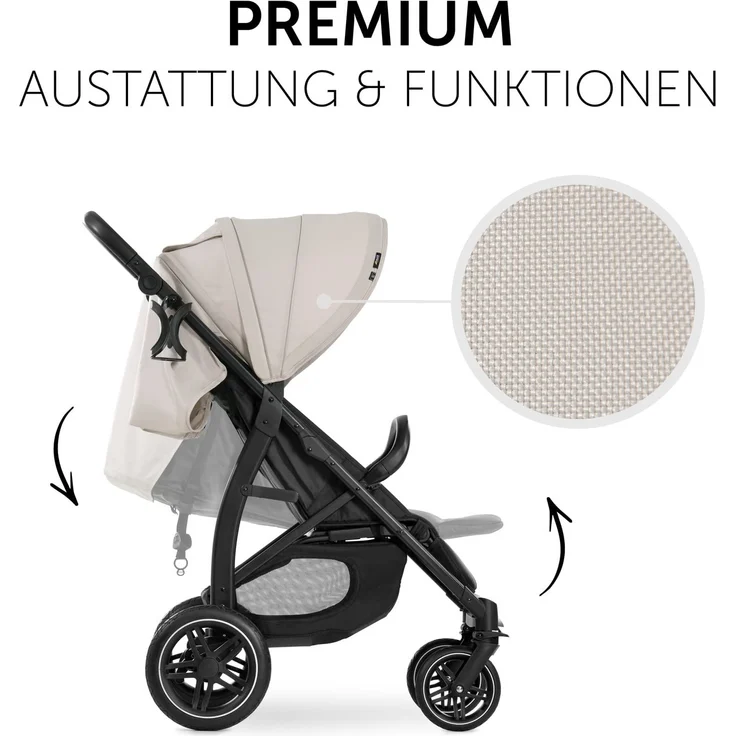 Hauck Buggy Rapid 4D / bis 25 kg / Schnell Faltbar / Sonnen Verdeck UPF 50 + / Gummiräder / Getränkehalter / Höhenverstellbar / Liegeposition / Leicht Abwischbar / Großer Einkaufskorb / Classic Beige – Bild 5