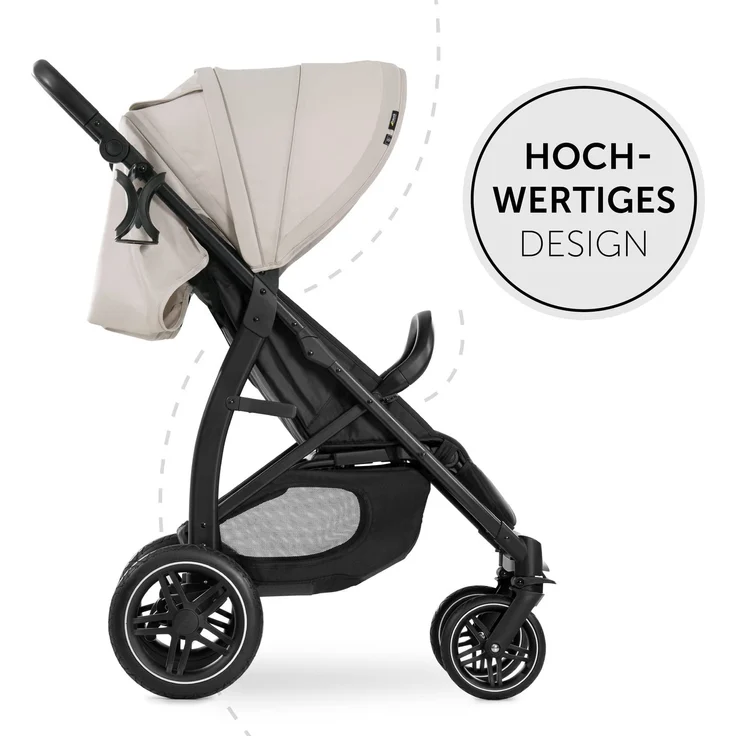 Hauck Buggy Rapid 4D / bis 25 kg / Schnell Faltbar / Sonnen Verdeck UPF 50 + / Gummiräder / Getränkehalter / Höhenverstellbar / Liegeposition / Leicht Abwischbar / Großer Einkaufskorb / Classic Beige – Bild 2