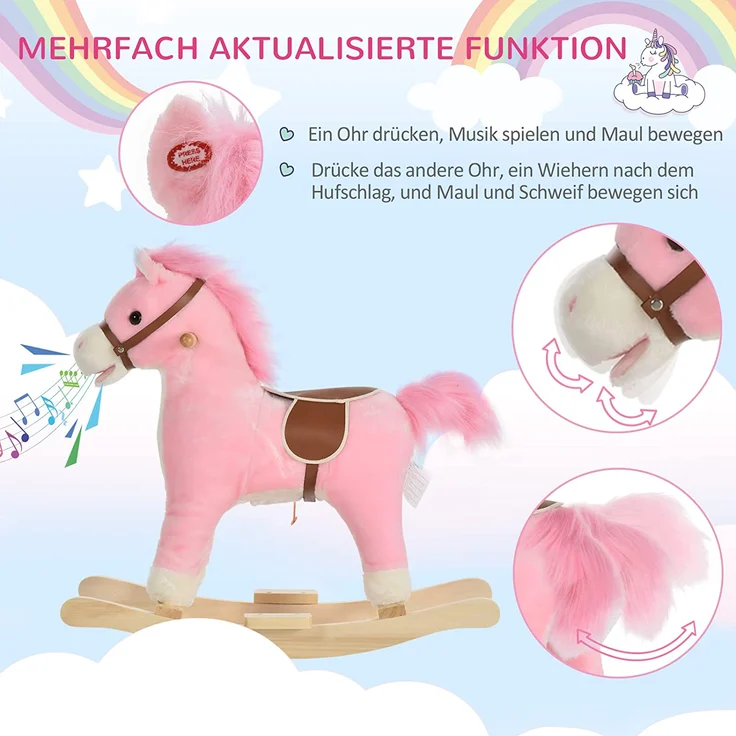 Kinder Schaukelpferd mit Tiergeräusche (Farbe: rosa) – Bild 5