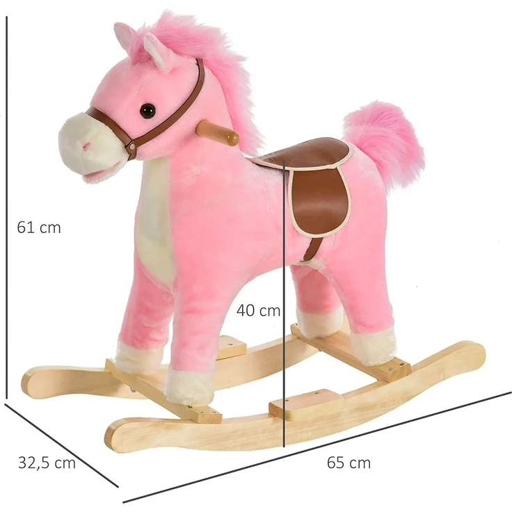 Kinder Schaukelpferd mit Tiergeräusche (Farbe: rosa) – Bild 3