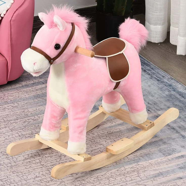 Kinder Schaukelpferd mit Tiergeräusche (Farbe: rosa) – Bild 2
