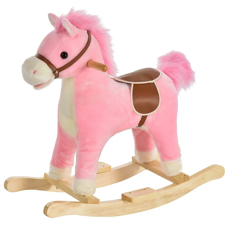 Kinder Schaukelpferd mit Tiergeräusche (Farbe: rosa)
