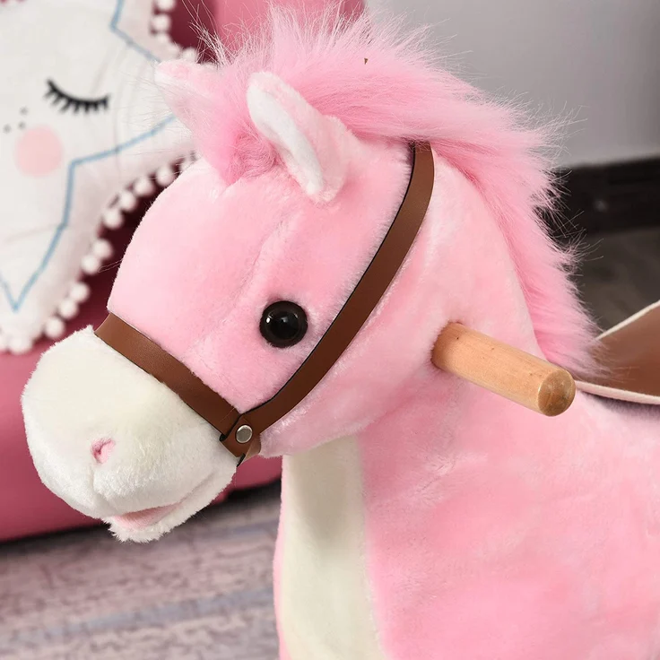 Kinder Schaukelpferd mit Tiergeräusche (Farbe: rosa) – Bild 8