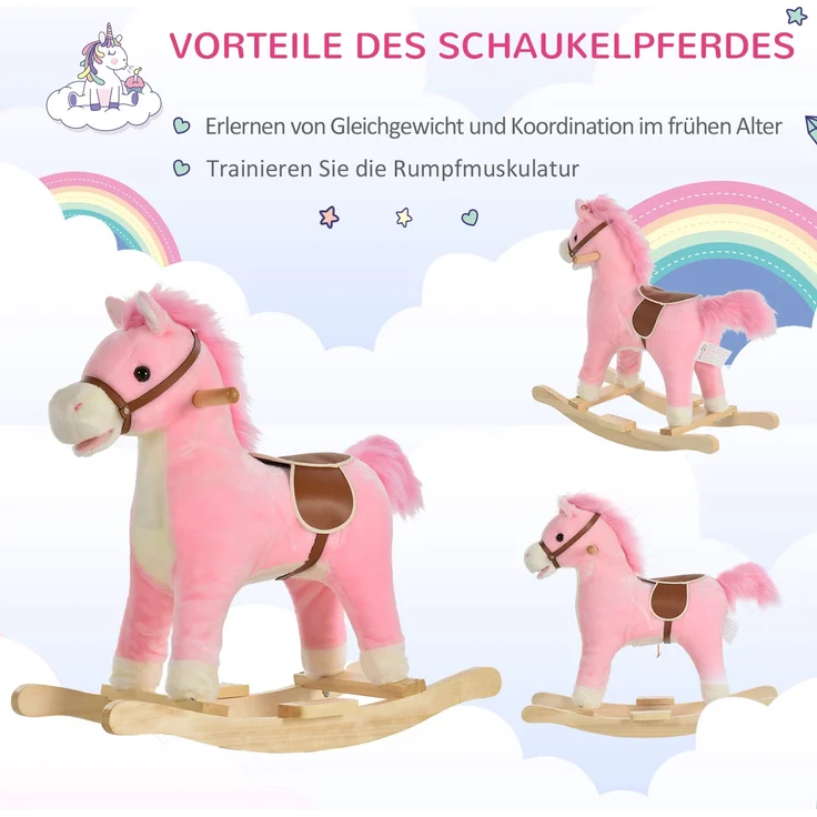 Kinder Schaukelpferd mit Tiergeräusche (Farbe: rosa) – Bild 7
