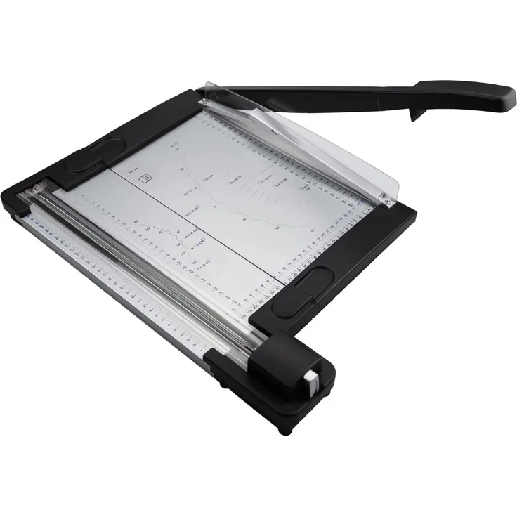 Rayher Papierschneidegerät 2 in 1, 54,3 x 39 x 7,8 cm, Hebel Plus Rollen Schneider, Pappmaché, transparent/schwarz, 56 x 29 x 21 cm – Bild 1