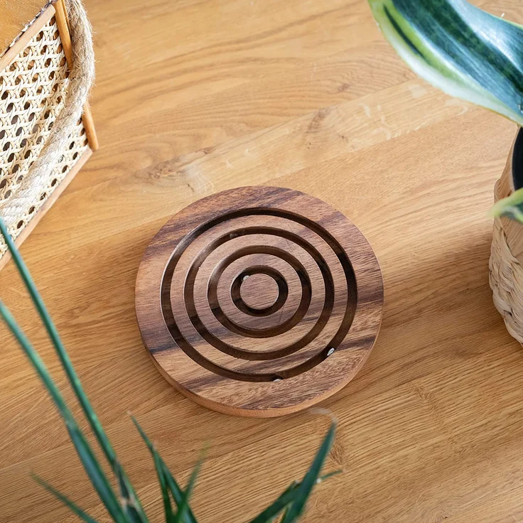 Kugel Labyrinth - Geschicklichkeitsspiel - Knobelspiel aus Holz – Bild 3